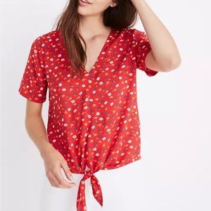 Novel Tie-Front Top in Prairie Posies (XS)
